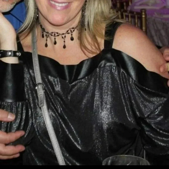 Allen B open shoulder in dark grey top - Picture 3 of 6